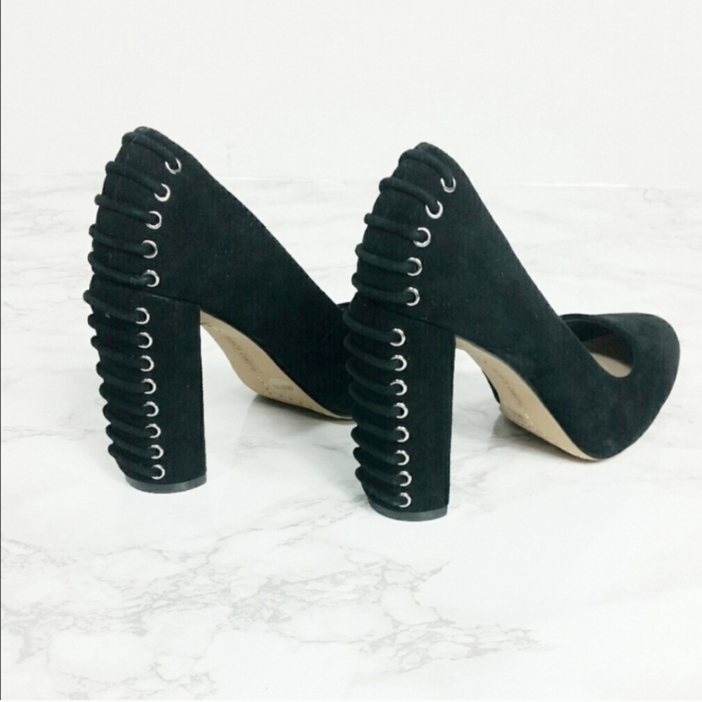 Vince Camuto Black Heels with Silver Eyelets
